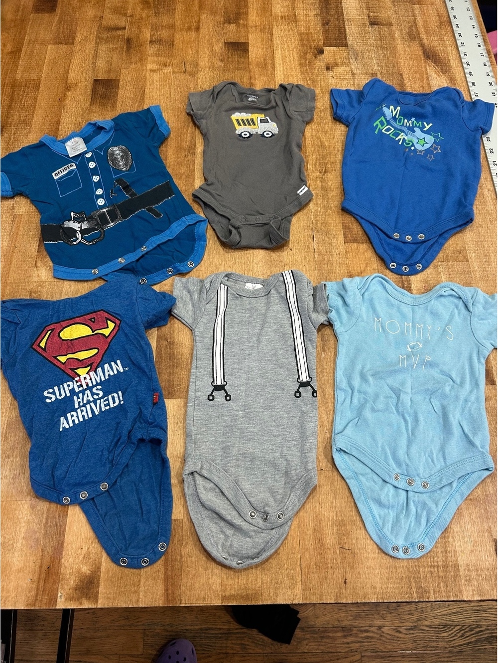 Set of 6 Baby Bodysuits 3-6 Months Superman, Gerber, Carter's and More